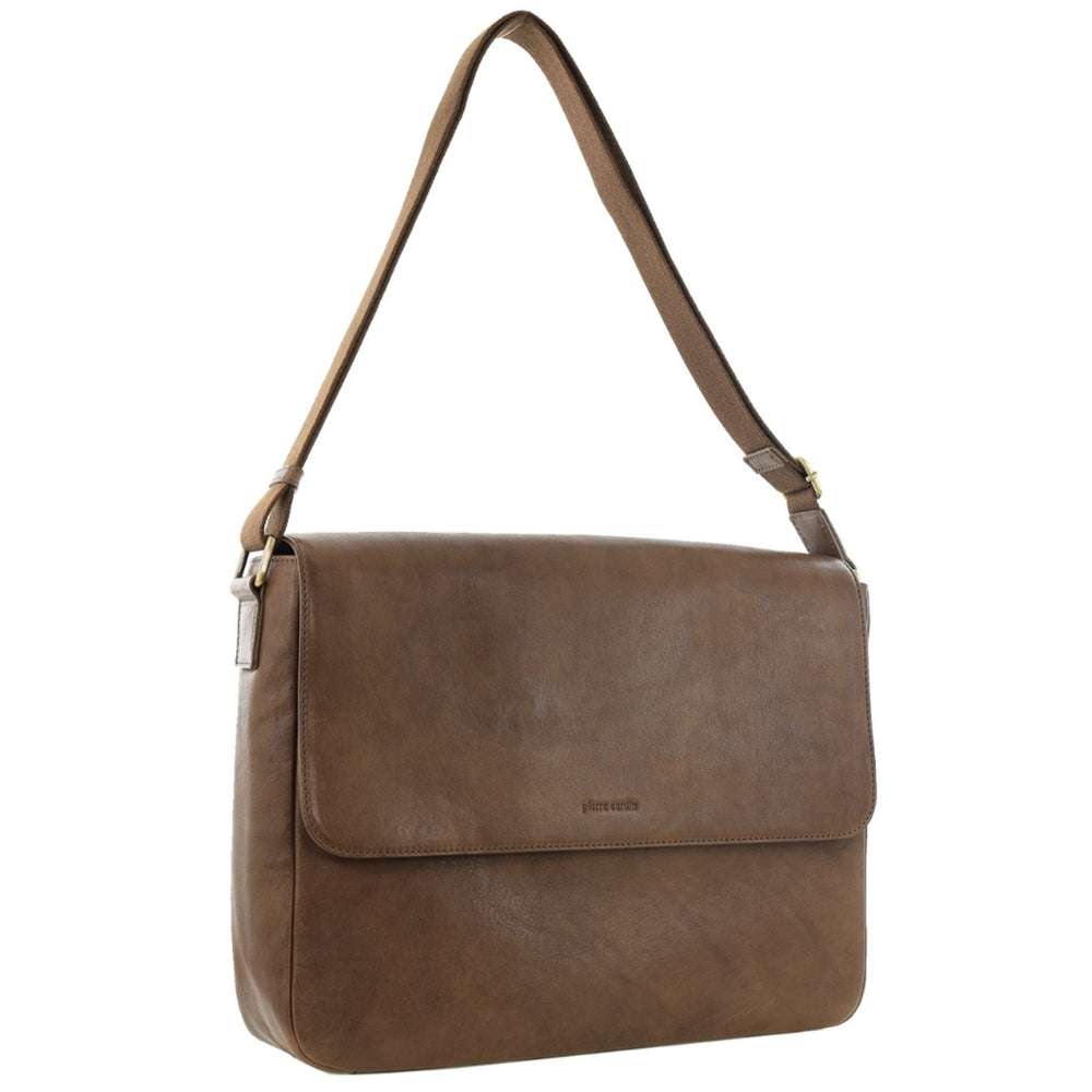 Pierre Cardin - PC4084 Leather Messenger Briefcase - Oak