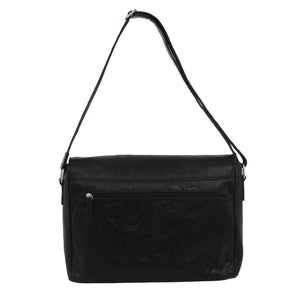 Pierre Cardin Rustic Leather Computer/Messenger Bag with Flap Closure