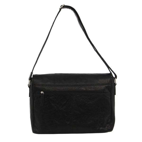 Pierre Cardin Rustic Leather Computer/Messenger Bag with Flap Closure