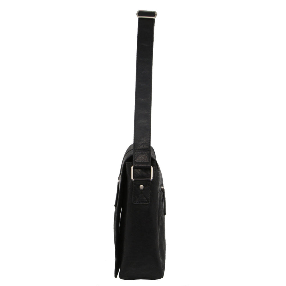 Pierre Cardin Rustic Leather Computer/Messenger Bag with Flap Closure