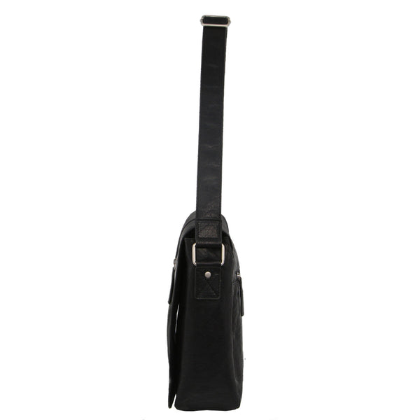 Pierre Cardin Rustic Leather Computer/Messenger Bag with Flap Closure