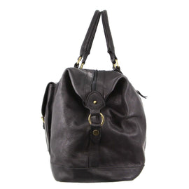 Pierre Cardin - Rustic Leather Overnight Bag with front flap pocket PC3134 - Black - 0
