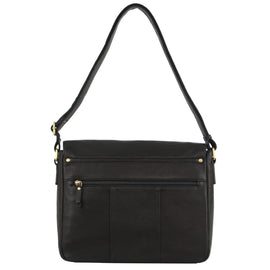 Pierre Cardin Mens Leather Business Satchel with flap closure PC3500 Black - 0
