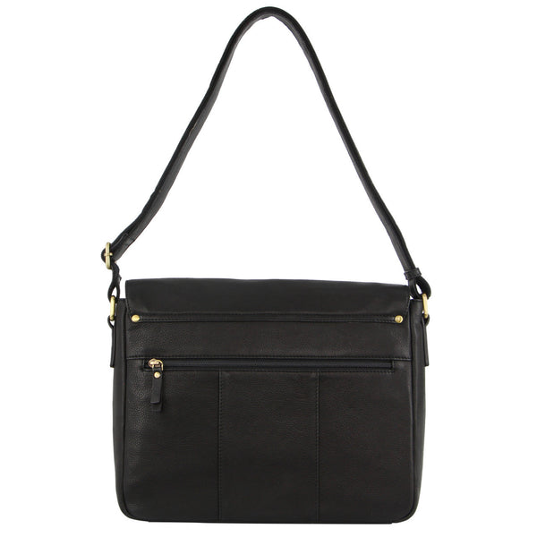 Pierre Cardin Mens Leather Business Satchel with Flap Closure PC3500 Black