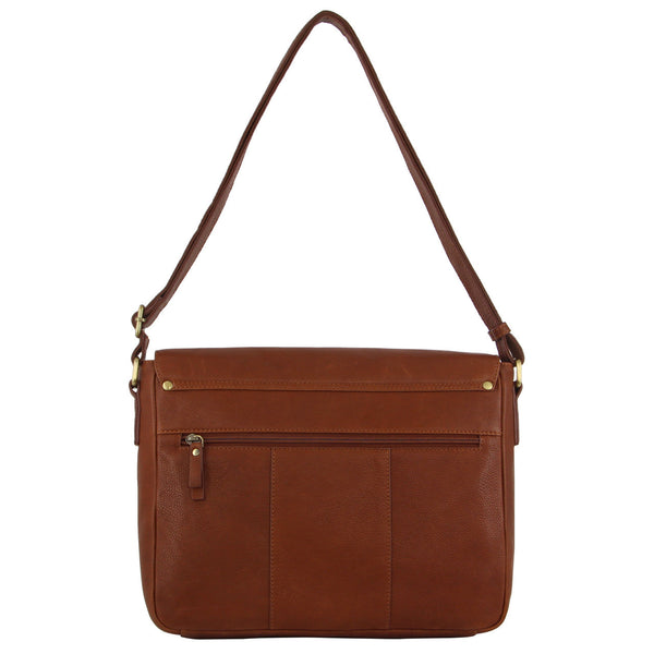 Pierre Cardin Mens Leather Business Satchel with Flap Closure PC3500 D.TAN