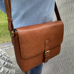 Pierre Cardin Mens Leather Business Satchel with flap closure PC3500 D.TAN *DC