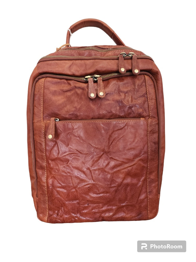 Oran - OB-794 Mike Large 3section Leather Laptop backpack - Brown