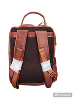 Oran - OB-794 Mike Large 3section Leather Laptop backpack - Brown