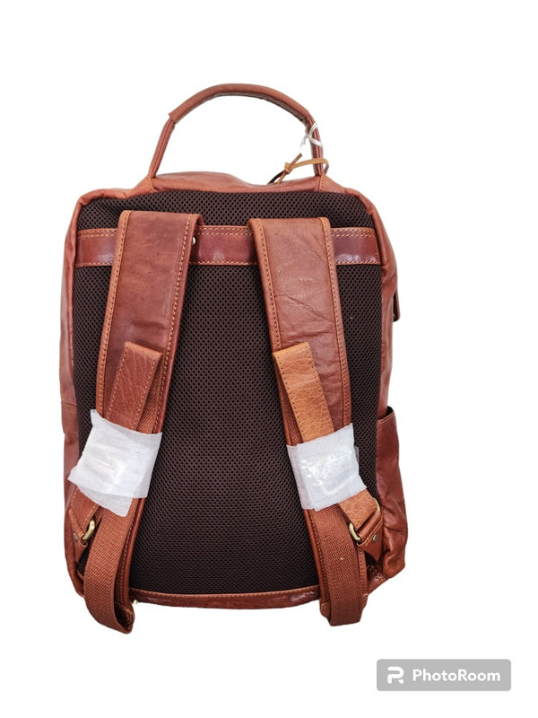 Oran - OB-749 Mike Large 3section Leather Laptop backpack - Brown