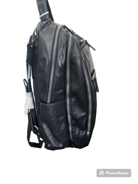 Oran - OB-794 Mike Large 3section Leather Laptop backpack - Black - 0