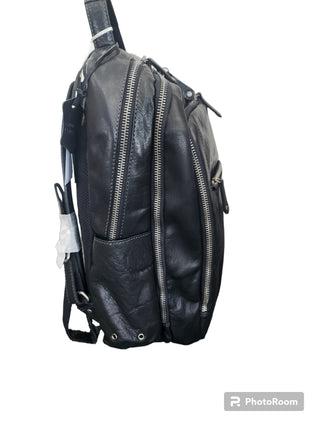 Oran - OB-749 Mike Large 3section Leather Laptop backpack - Black