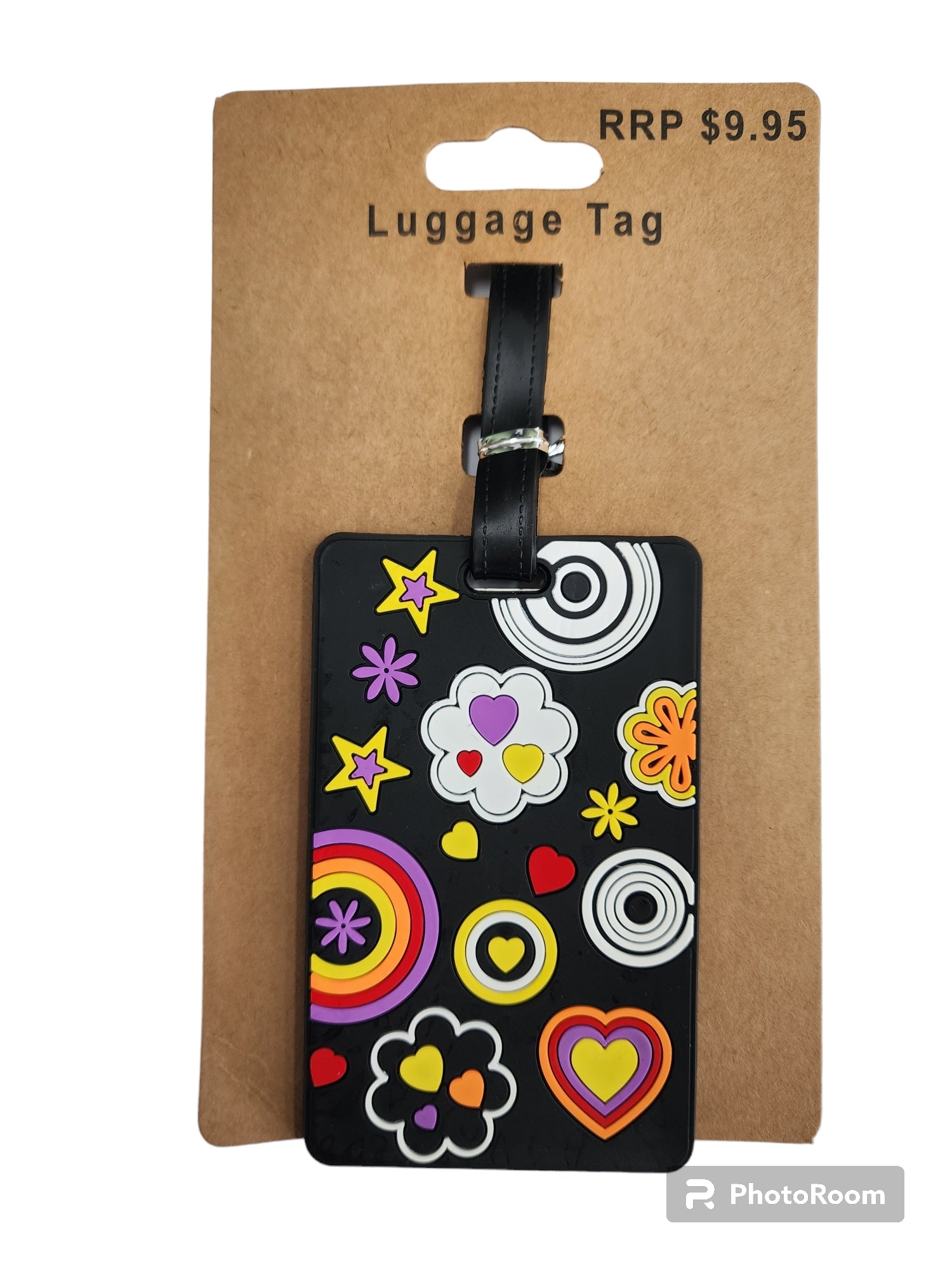 Comfort Travel - Floral Hearts Bag Tag - Black