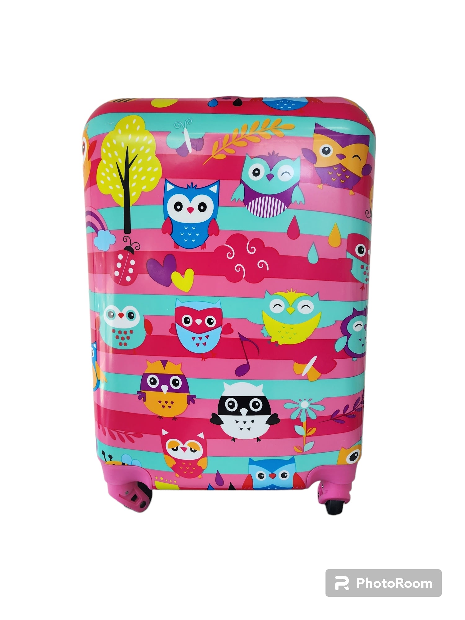 Kidz Bagz -55cm Owl print spinner suitcase - Pink-2