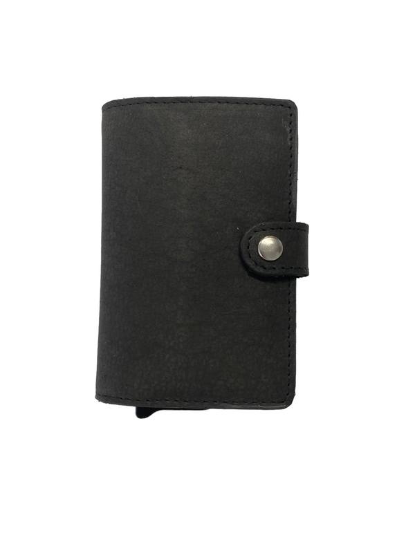 Oran - DL-02 Leather Spring Load 8 Card Wallet - Black