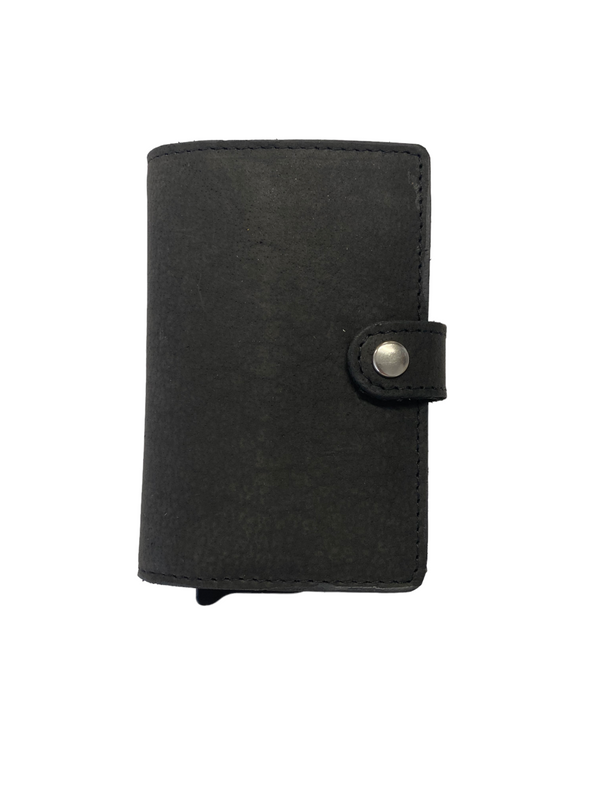 Oran - DL-02 Leather Spring load 8 card wallet - Black