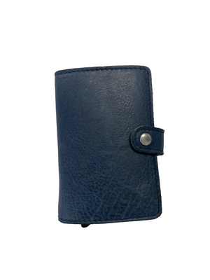 Oran - DL-02 Leather Spring Load 8 Card Wallet - Blue