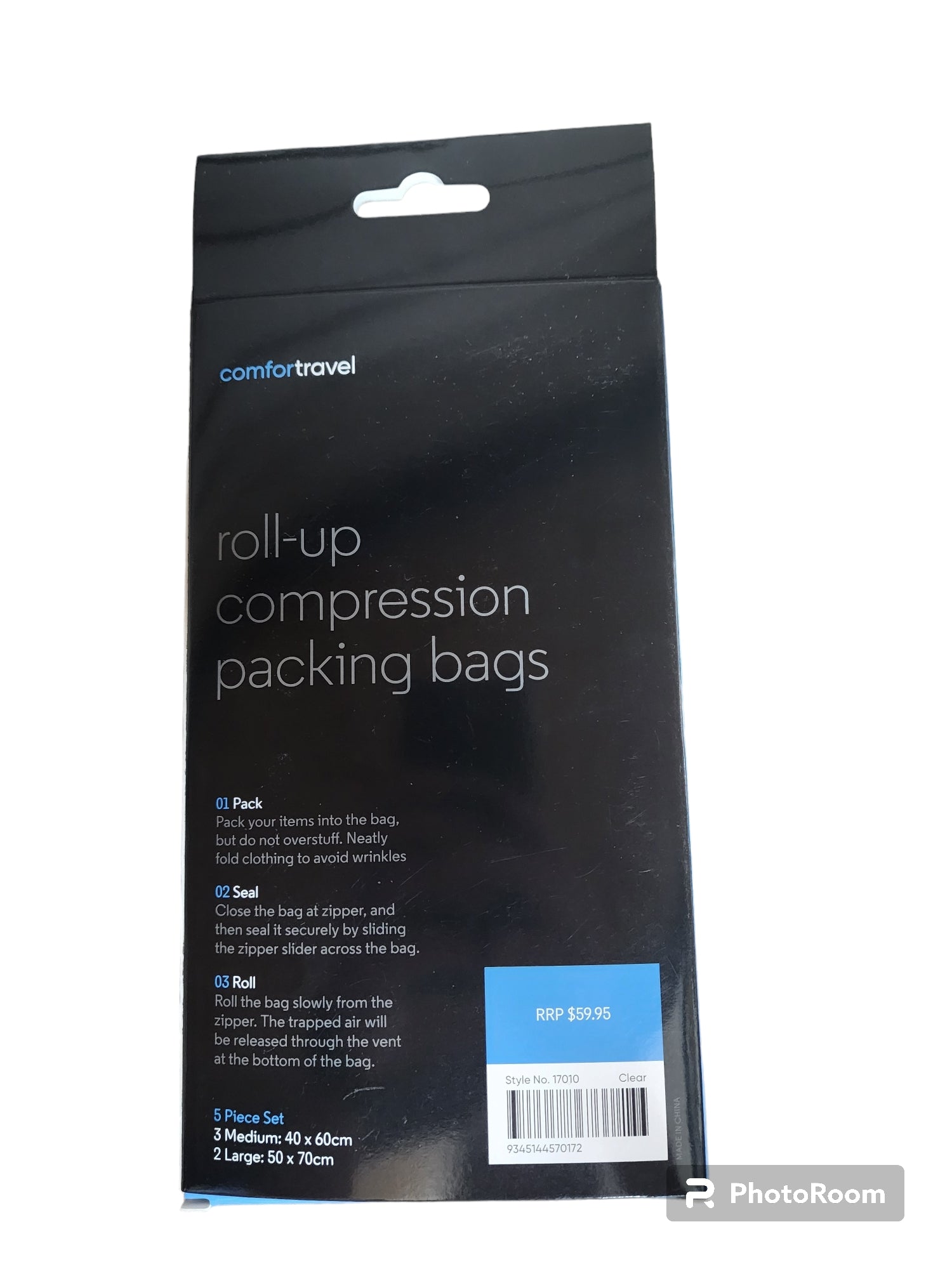 Comfort Travel - 17010 Roll Up Compression Packing Bags - Pack of 5