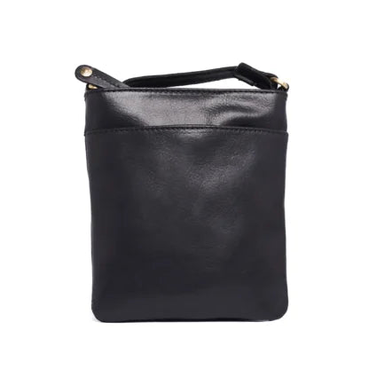 Oran - RH-2362 Adrian Slim Leather Cross Body Bag - Black