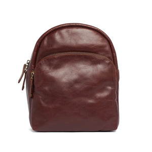 Oran - RH-2368 Small Rounded Leather Backpack - Brandy