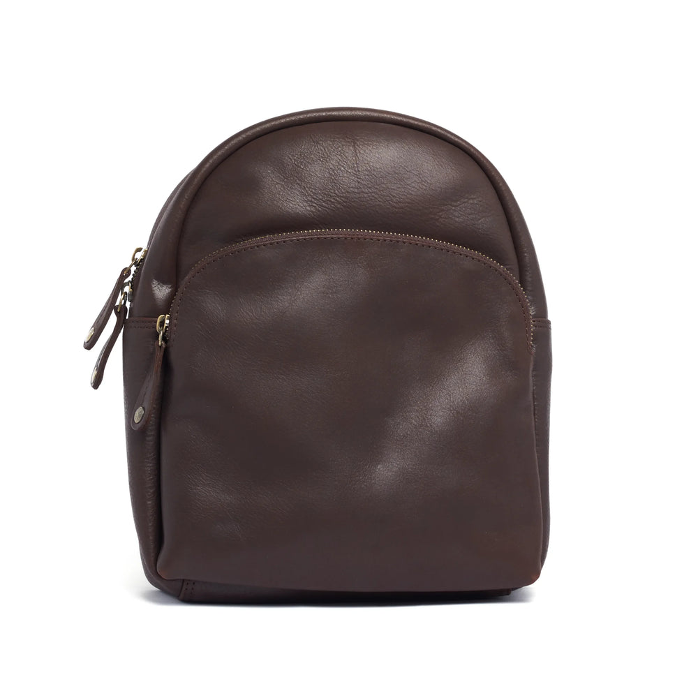 Oran - RH-2368 Small Rounder Leather Backpack - Brown