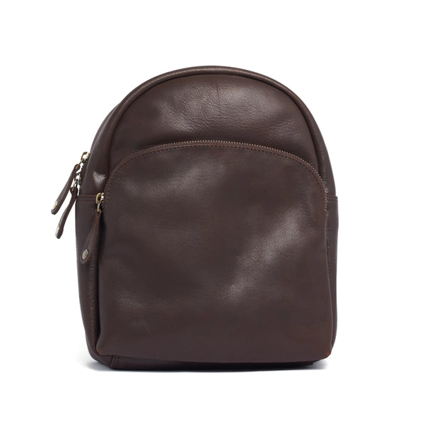 Oran - RH-2368 Small Rounder Leather Backpack - Brown
