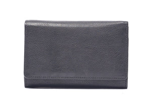 Oran - RH-482 Delta Medium Leather Flap Over Wallet - Black