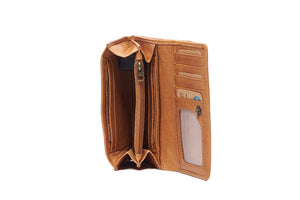 Oran - RH-482 Delta Medium Leather Flap Over Wallet - Tan