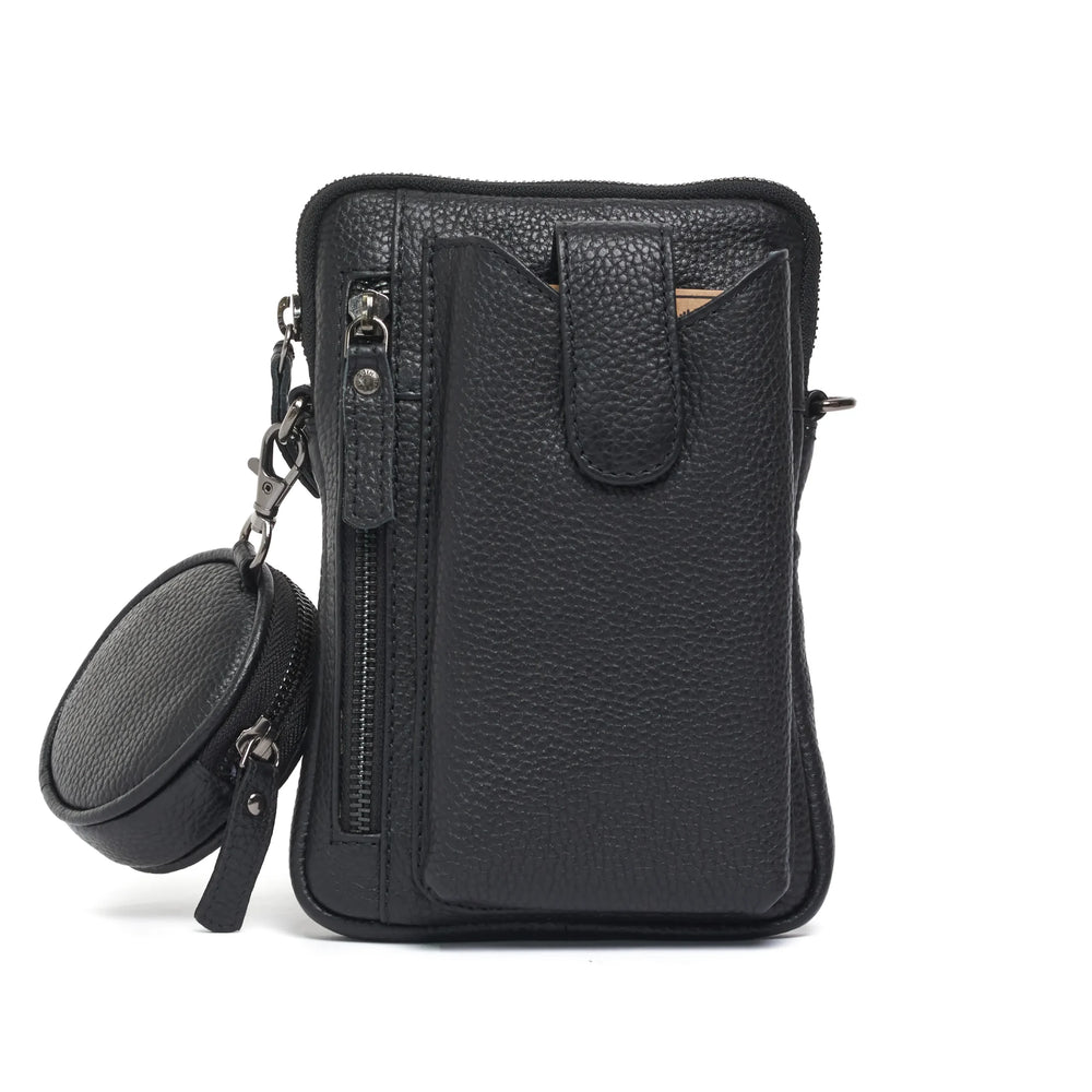 Oran - RH-4915 Sandy Phone Bag with Removable Coin Case - Black
