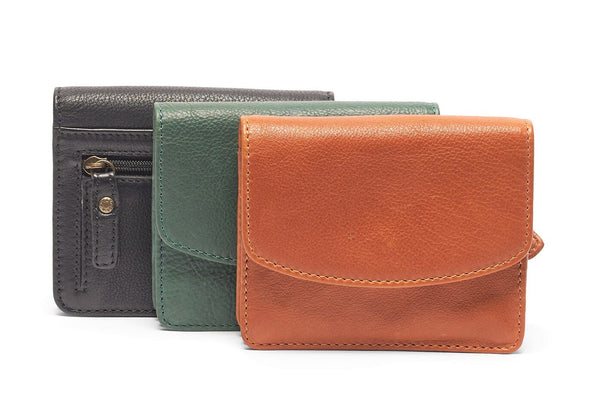 Oran - RH-528 Valerie Flap Over Card and Coin Wallet - Black