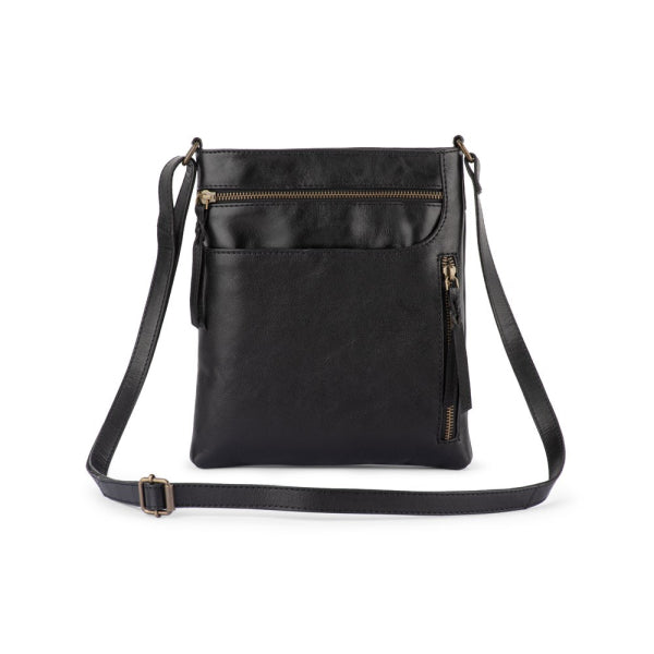 Verona - RVSB-001 Sling Leather Sidebag - Black