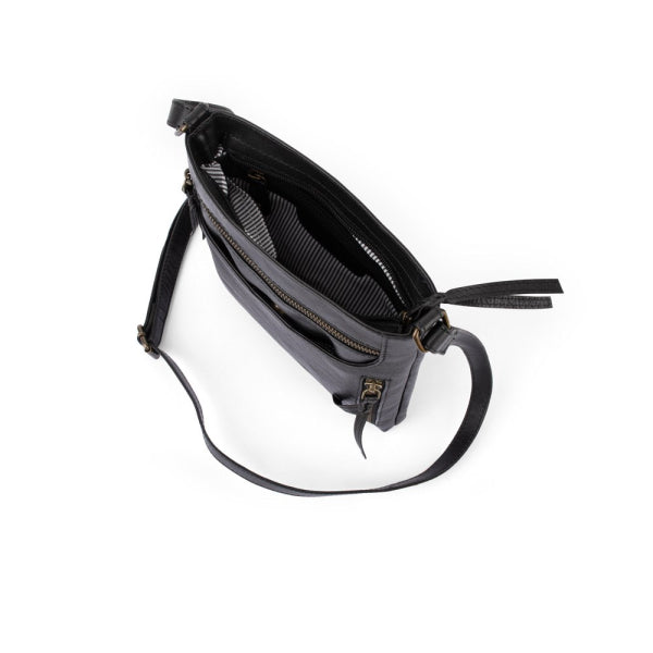 Verona - RVSB-001 Sling Leather Sidebag - Black