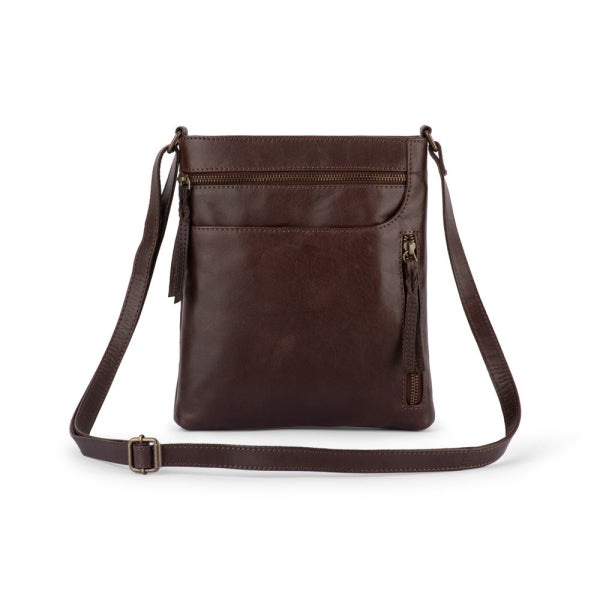 Verona - RVSB-001 Sling Leather Sidebag - Brown