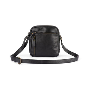 Verona - RVSB-002 Unisex Leather Side Bag - Black
