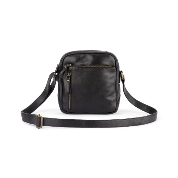Verona - RVSB-002 Unisex Leather Side Bag - Black