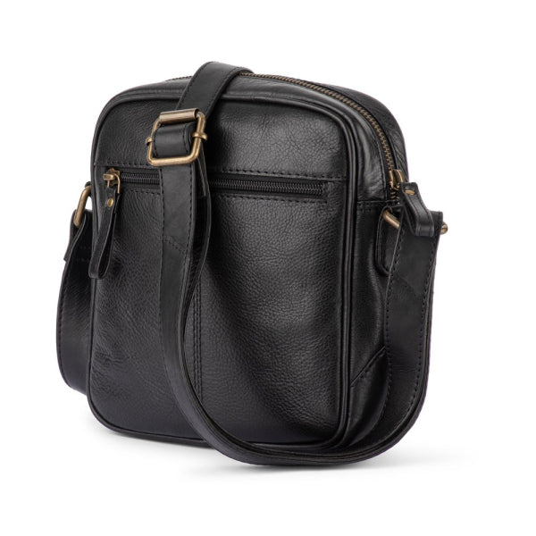 Verona - RVSB-002 Unisex Leather Side Bag - Black