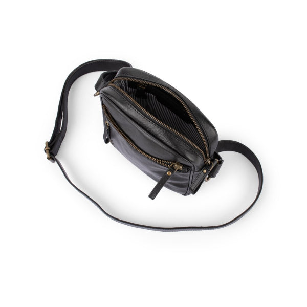 Verona - RVSB-002 Unisex Leather side bag - Black