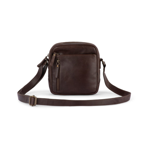 Verona - RVSB-002 Unisex Leather Side Bag - Brown