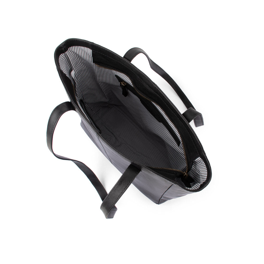 Verona - RVTB0015 Leather Tote - Black