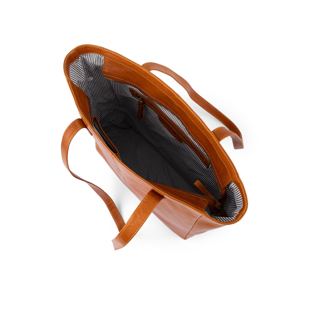 Verona - RVTB0015 Leather Tote - Tan