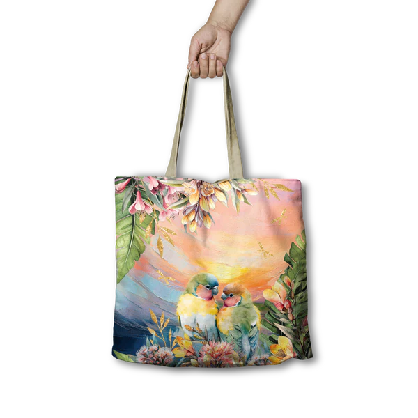 Lisa Pollock - RSB98 Shopping Tote - Sunset Love Birds