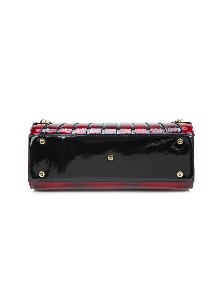 Serenade - H19-7330 Croc Monica Limited Edition Handbag - Cherry