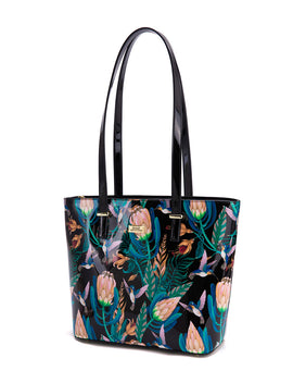 Serenade - LuLu Large Leather tote - Birds - 0