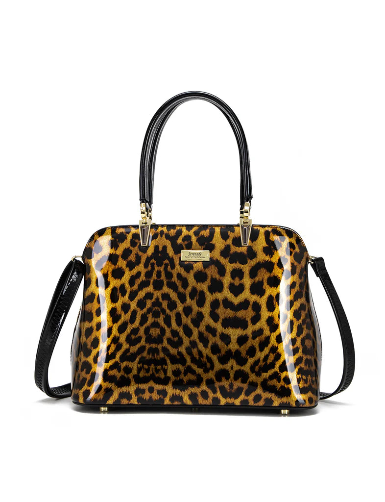 Serenade - SF34-8137 ROUGUE LEOPARD TRIPLE COMPARTMENT LEATHER BAG