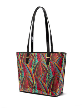 Serenade - SF39-0817 Amazon Large Leather tote - Coloured Palm Leaves - 0