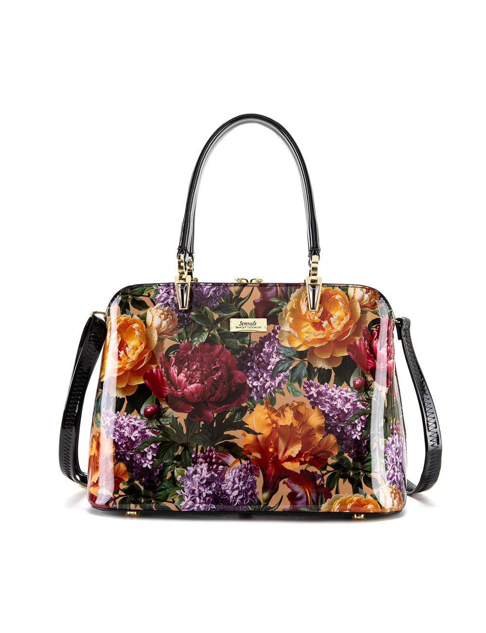 Serenade - SF41-8137 Bouquet Triple Compartment Leather Handbag- Flowers