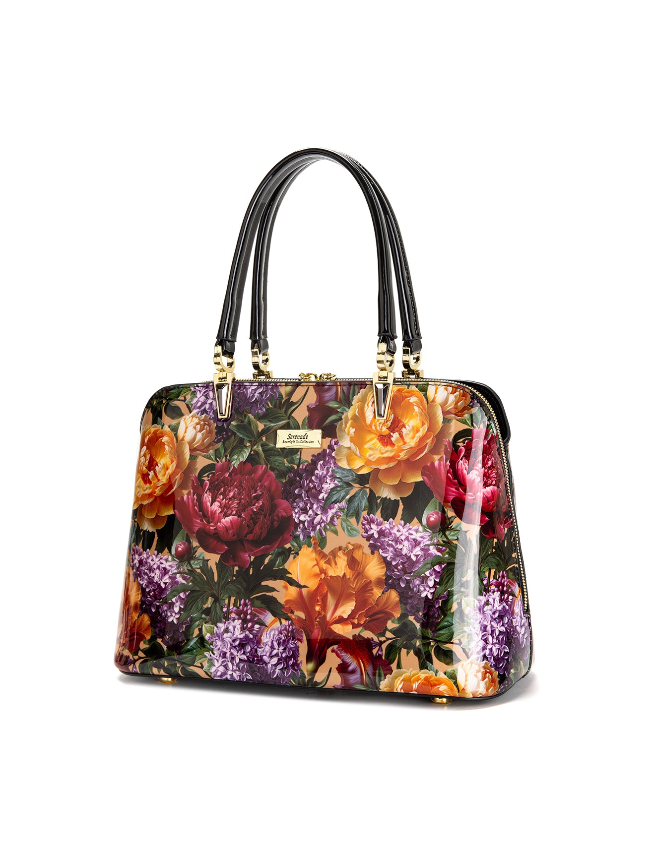 Serenade - SF41-8137 Bouquet triple compartment leather handbag- Flowers