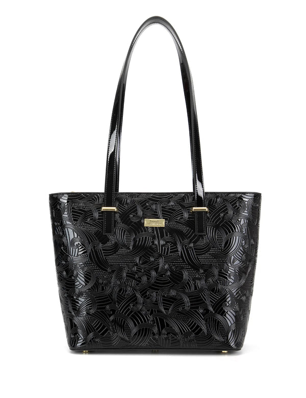 Serenade - SF45-0817 Amira Large Leather Tote Bag - Black
