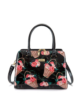 Serenade - SF46-0343 MABEL Grip Handle Flower baskets leather handbag - Flower