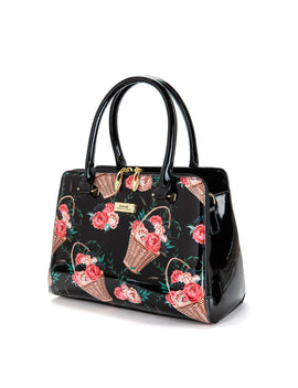 Serenade - SF46-0343 MABEL Grip Handle Flower baskets leather handbag - Flower - 0