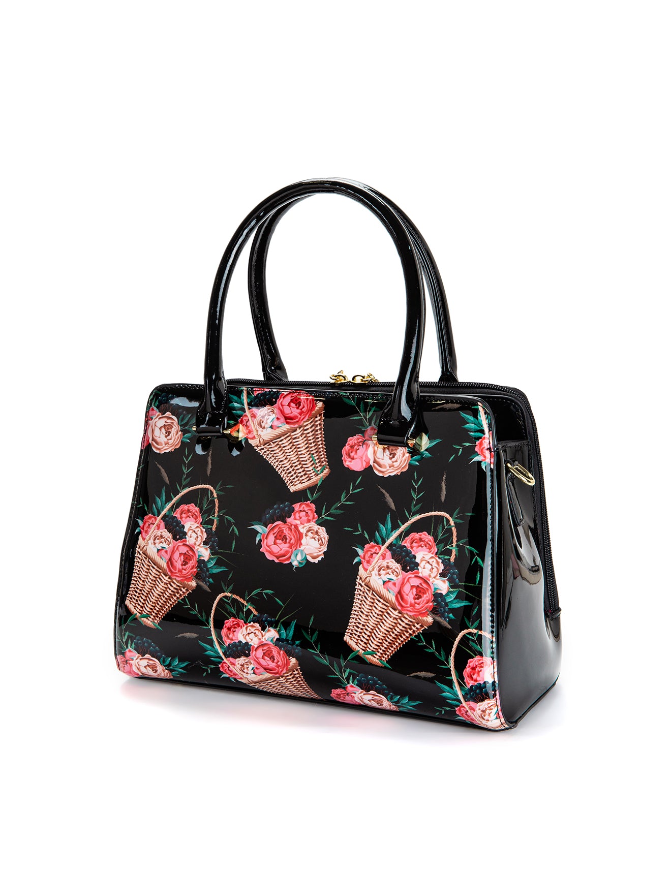 Serenade - SF46-0343 MABEL Grip Handle Flower baskets leather handbag - Flower